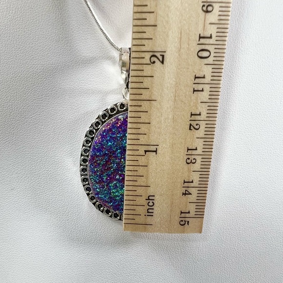 Titanium Druzy 925 Pendant & Earrings Set - Picture 11 of 15